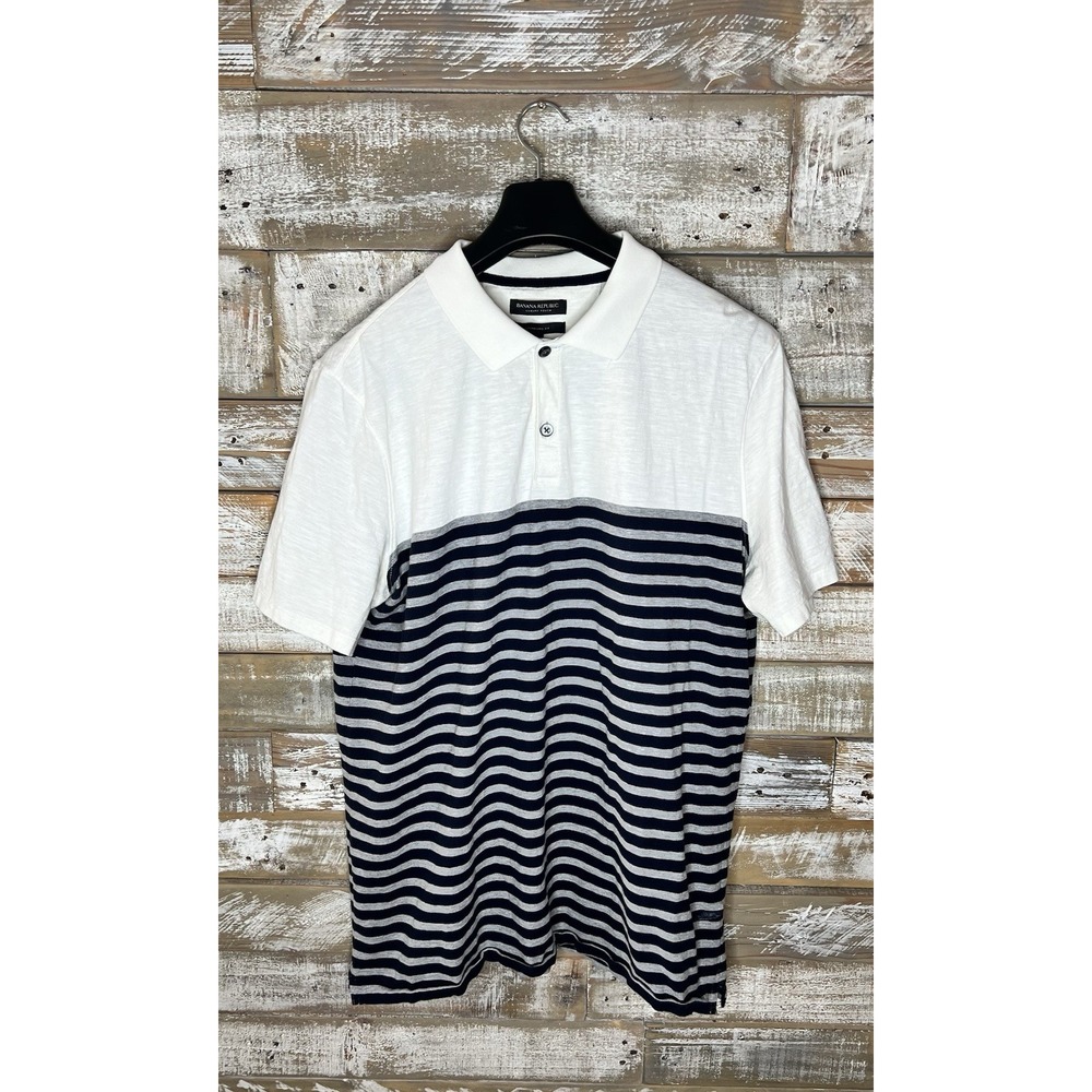 Banana Republic mens striped polo Standard fit Tall XL‎